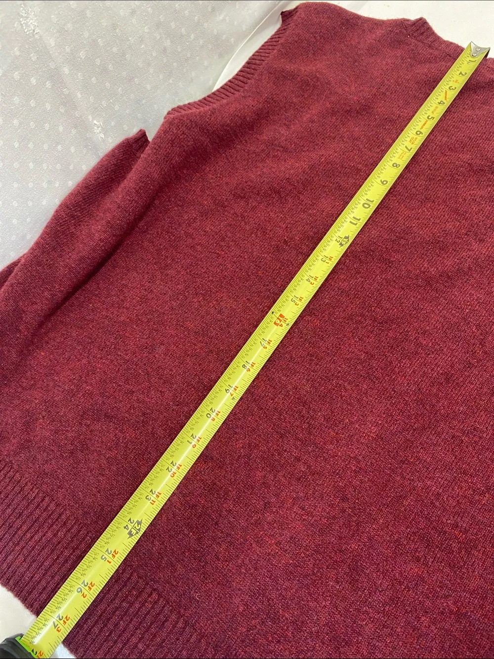 Vtg Club Room Mens XL 100% Pure Lambs Wool V Neck Burgundy Sweater Vest Grandpa